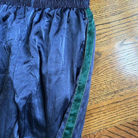 Vintage Nylon Joggers - Navy Blue, Green Trim w/zip bottoms - Women's Large - Picture 3 of 4